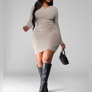 Elegant Beige Long Sleeve Dress size XL